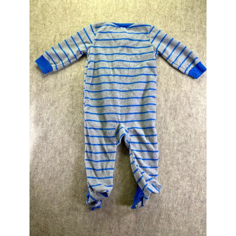 Carter's Fleece Fully Zip Footie Sleeper Gray and Blue  Shark Size 3-6 Months